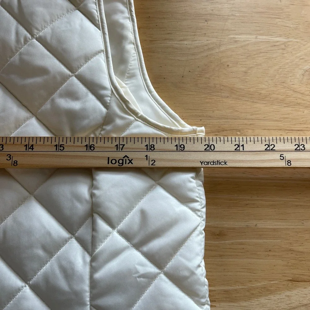 Lands End FeatherFree Quilted Insulated Vest Womens S Mock Neck Full Zip White - Picture 7 of 10